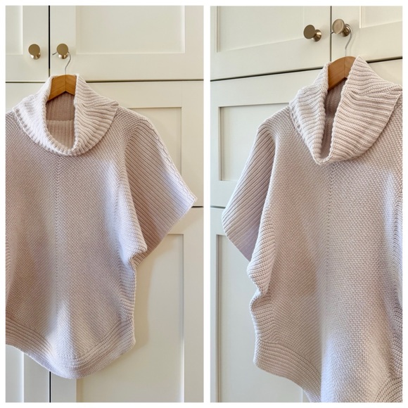 Margaret O’Leary Chunky Knit Cowl Neck Poncho Sweater, Short Sleeves sz. S - Picture 3 of 17